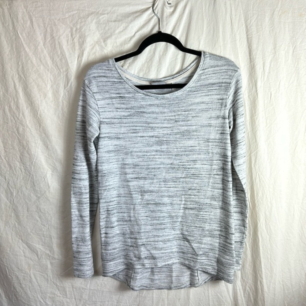 Columbia Boat Neck White/Gray Marble Striped Long Sleeve Top Size Small